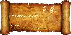 Petanek Gerő névjegykártya
